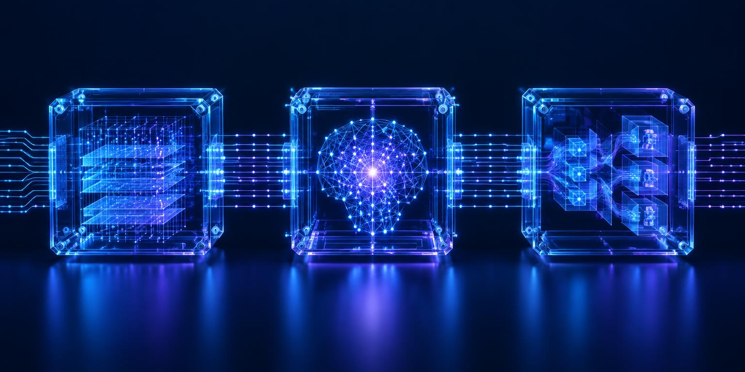 Concept visualization of interconnected luminous digital systems